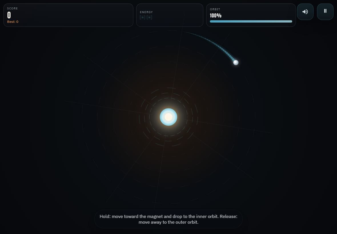 Landscape gameplay screenshot from Magnet Dash on a wider device